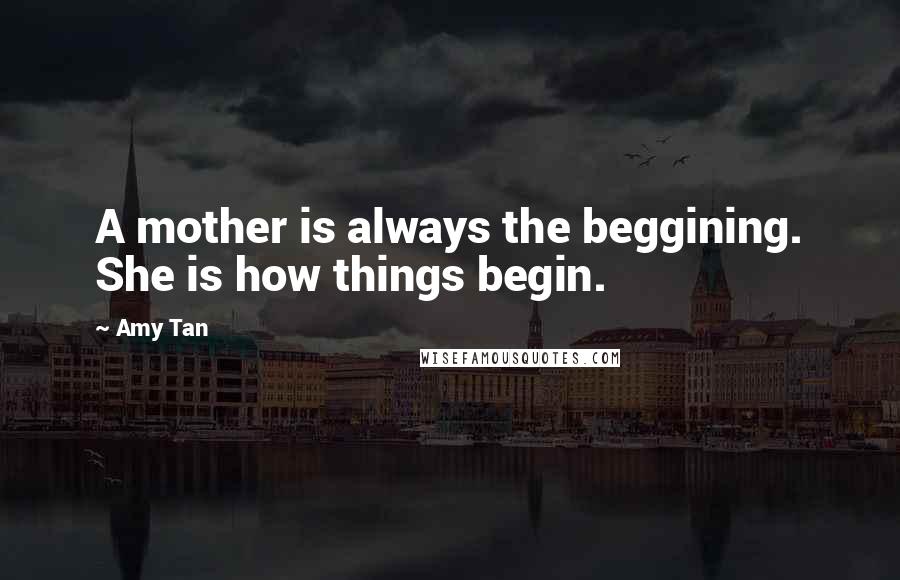 Amy Tan Quotes: A mother is always the beggining. She is how things begin.