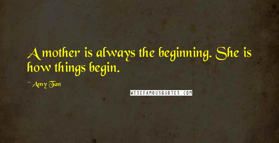 Amy Tan Quotes: A mother is always the beginning. She is how things begin.