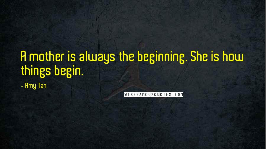 Amy Tan Quotes: A mother is always the beginning. She is how things begin.