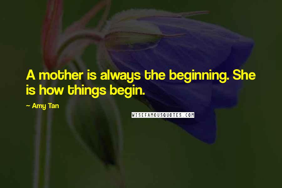 Amy Tan Quotes: A mother is always the beginning. She is how things begin.