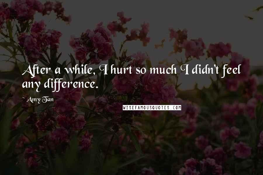 Amy Tan Quotes: After a while, I hurt so much I didn't feel any difference.