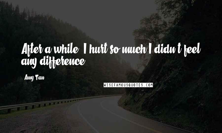 Amy Tan Quotes: After a while, I hurt so much I didn't feel any difference.