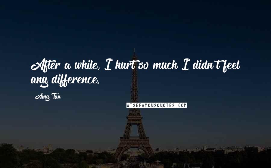 Amy Tan Quotes: After a while, I hurt so much I didn't feel any difference.