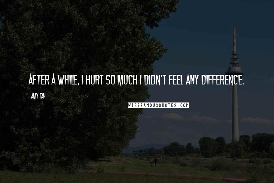 Amy Tan Quotes: After a while, I hurt so much I didn't feel any difference.