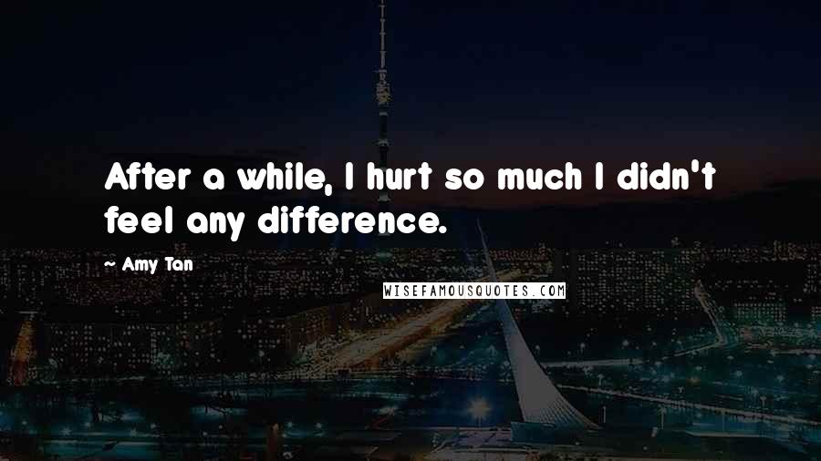 Amy Tan Quotes: After a while, I hurt so much I didn't feel any difference.