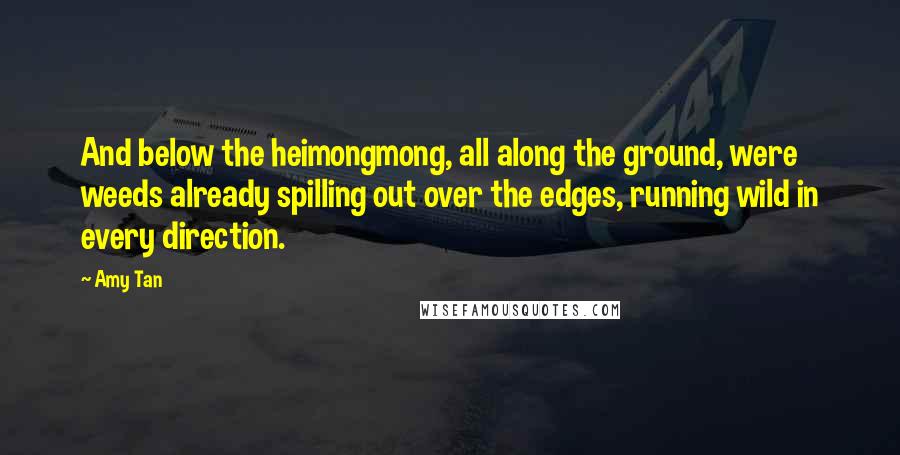 Amy Tan Quotes: And below the heimongmong, all along the ground, were weeds already spilling out over the edges, running wild in every direction.