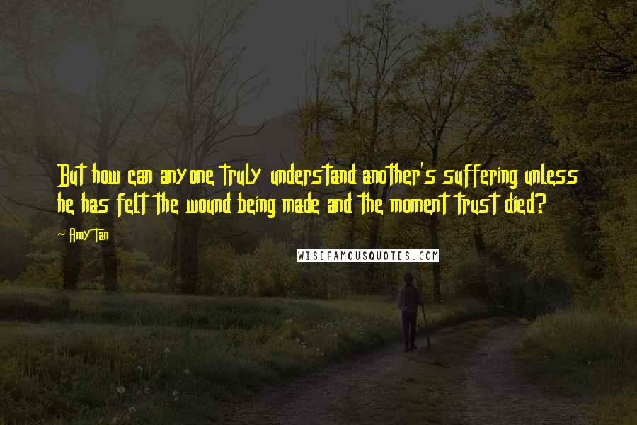 Amy Tan Quotes: But how can anyone truly understand another's suffering unless he has felt the wound being made and the moment trust died?