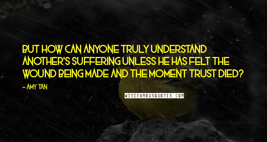 Amy Tan Quotes: But how can anyone truly understand another's suffering unless he has felt the wound being made and the moment trust died?