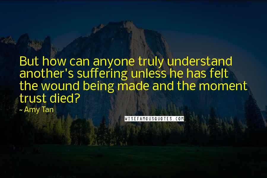 Amy Tan Quotes: But how can anyone truly understand another's suffering unless he has felt the wound being made and the moment trust died?