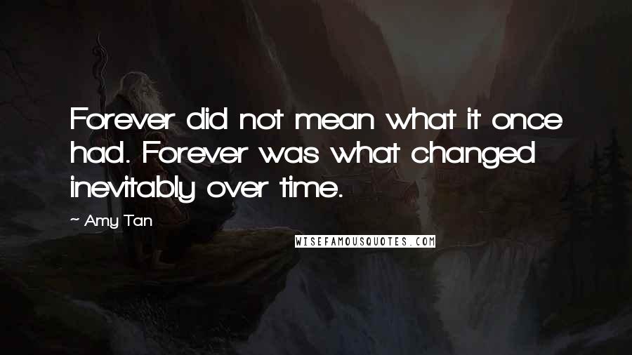 Amy Tan Quotes: Forever did not mean what it once had. Forever was what changed inevitably over time.