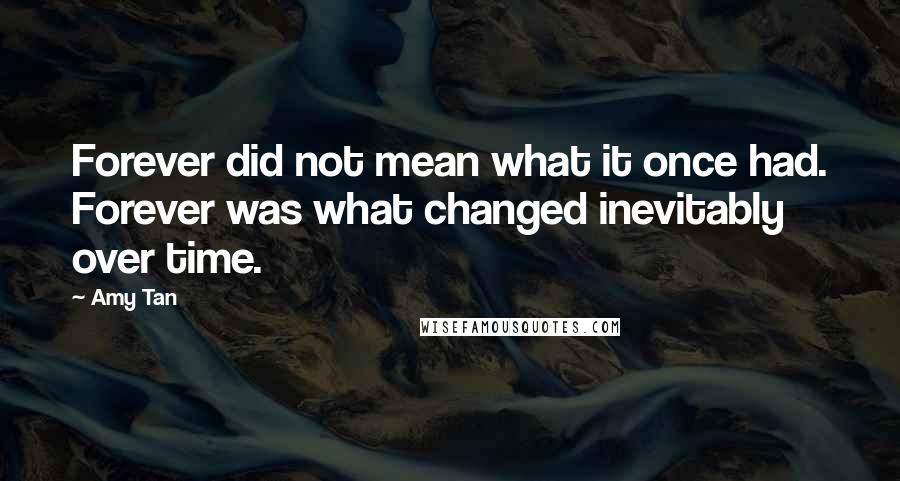 Amy Tan Quotes: Forever did not mean what it once had. Forever was what changed inevitably over time.