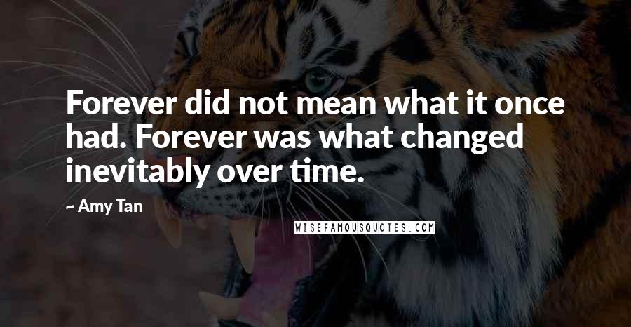 Amy Tan Quotes: Forever did not mean what it once had. Forever was what changed inevitably over time.