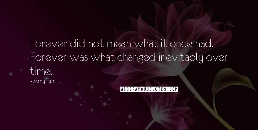 Amy Tan Quotes: Forever did not mean what it once had. Forever was what changed inevitably over time.