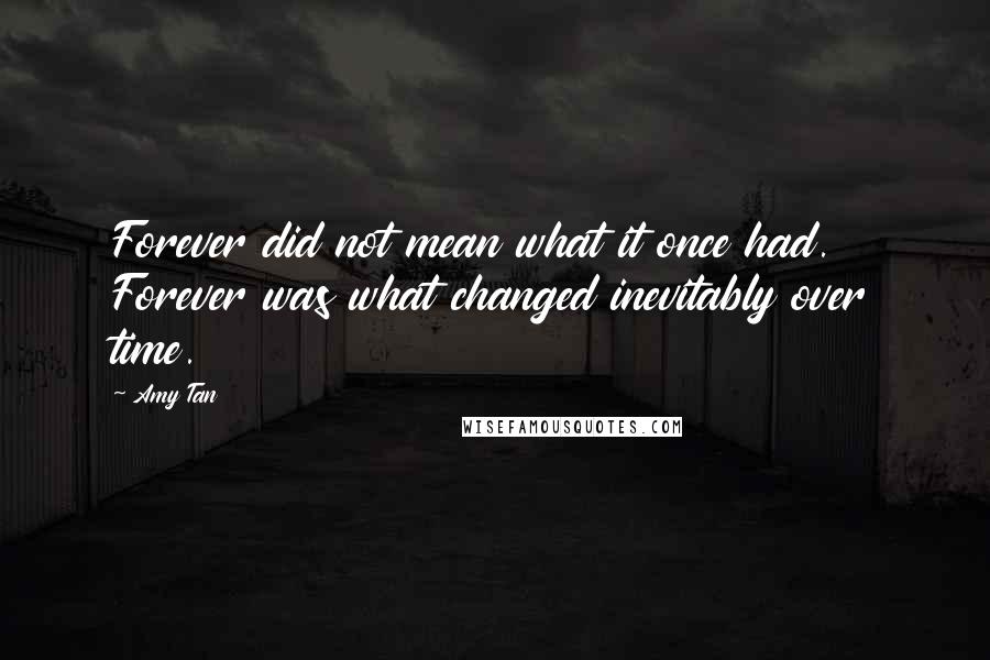 Amy Tan Quotes: Forever did not mean what it once had. Forever was what changed inevitably over time.