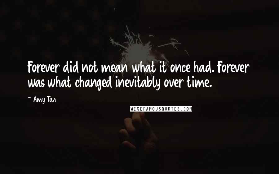 Amy Tan Quotes: Forever did not mean what it once had. Forever was what changed inevitably over time.