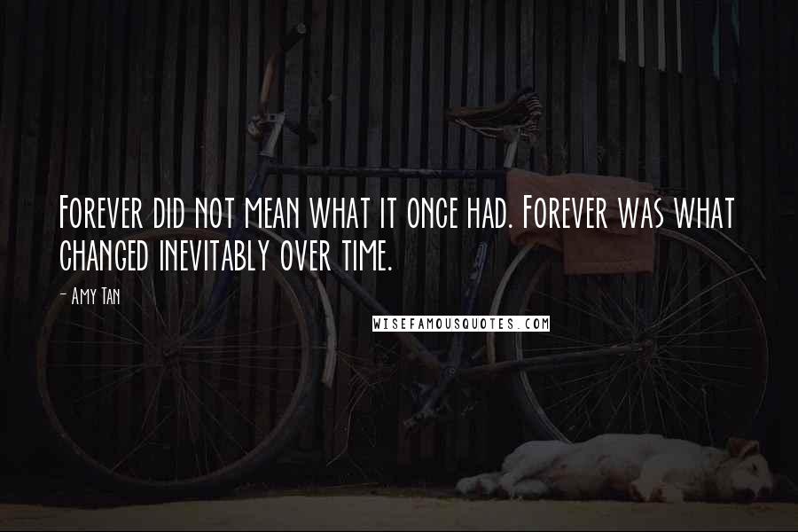 Amy Tan Quotes: Forever did not mean what it once had. Forever was what changed inevitably over time.