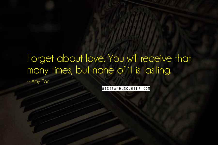 Amy Tan Quotes: Forget about love. You will receive that many times, but none of it is lasting.