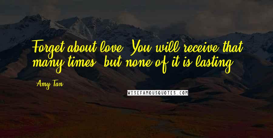 Amy Tan Quotes: Forget about love. You will receive that many times, but none of it is lasting.