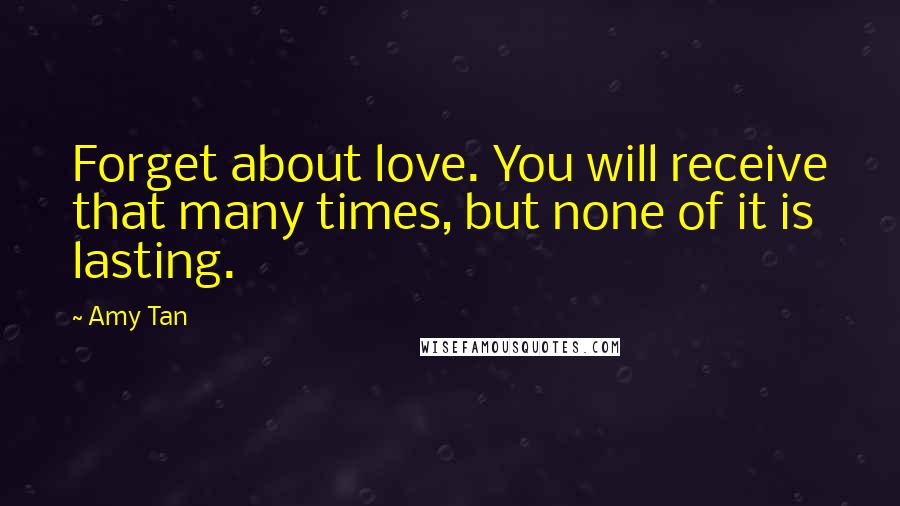 Amy Tan Quotes: Forget about love. You will receive that many times, but none of it is lasting.