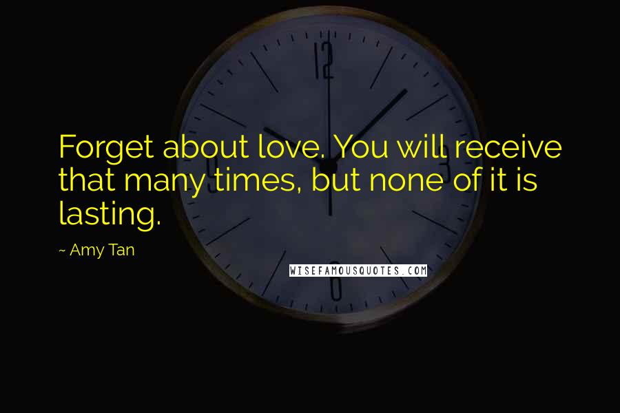 Amy Tan Quotes: Forget about love. You will receive that many times, but none of it is lasting.