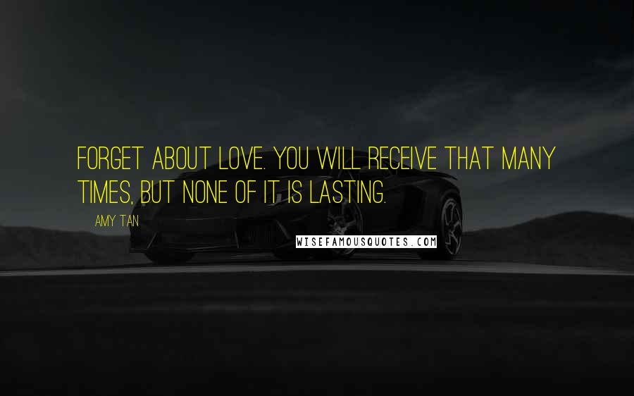 Amy Tan Quotes: Forget about love. You will receive that many times, but none of it is lasting.