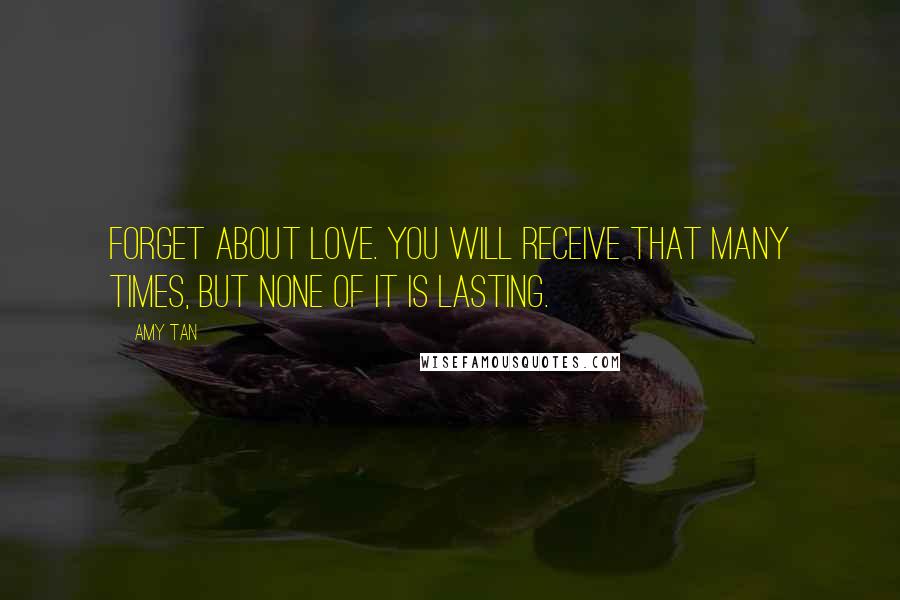 Amy Tan Quotes: Forget about love. You will receive that many times, but none of it is lasting.