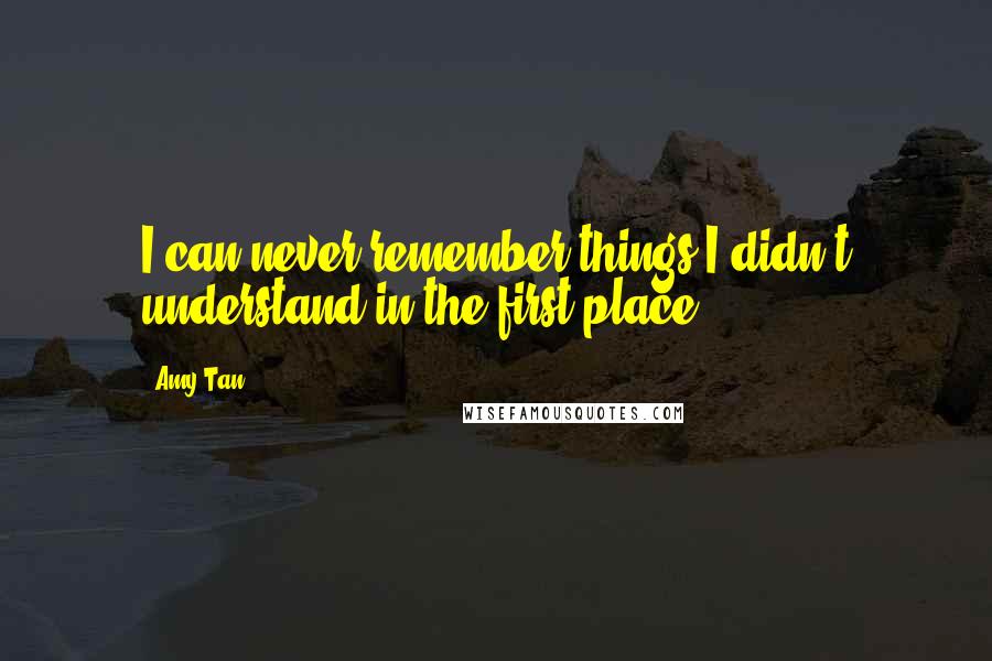 Amy Tan Quotes: I can never remember things I didn't understand in the first place.