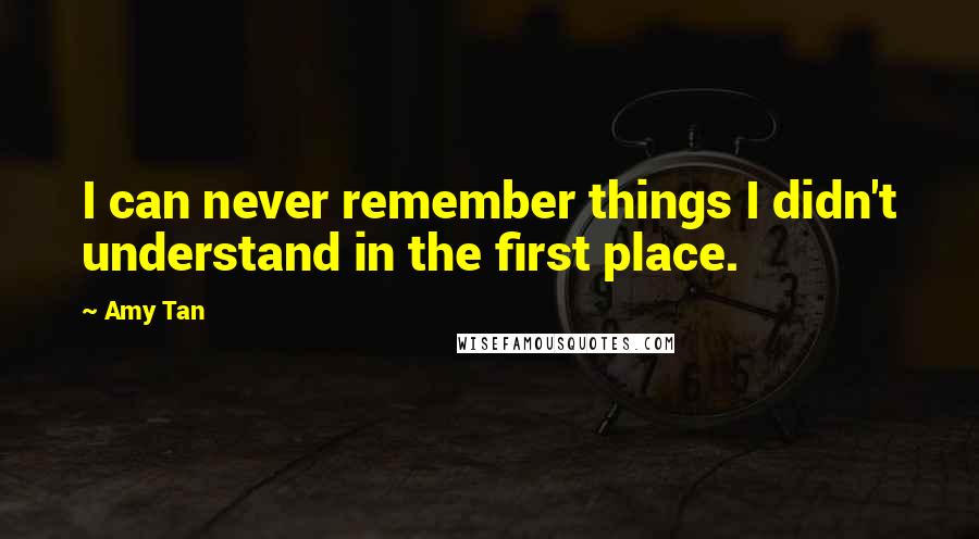 Amy Tan Quotes: I can never remember things I didn't understand in the first place.