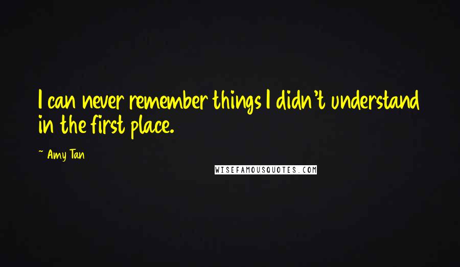 Amy Tan Quotes: I can never remember things I didn't understand in the first place.