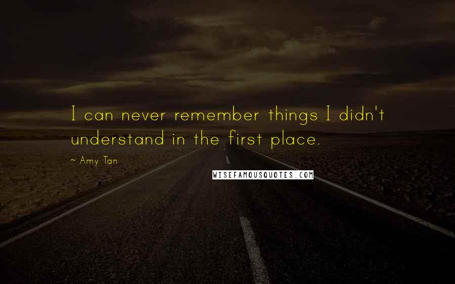 Amy Tan Quotes: I can never remember things I didn't understand in the first place.