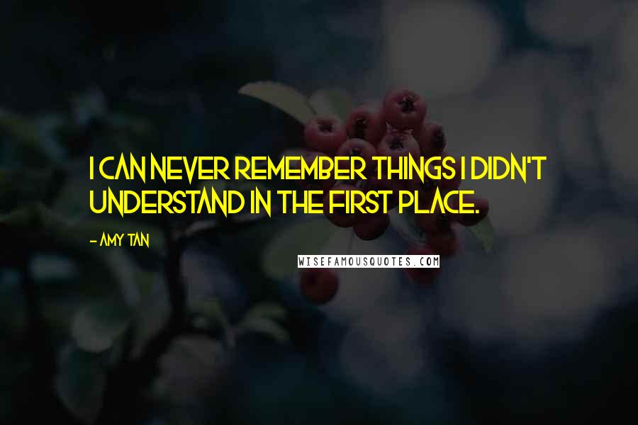 Amy Tan Quotes: I can never remember things I didn't understand in the first place.