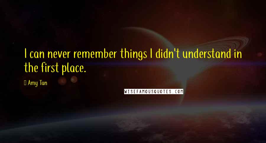 Amy Tan Quotes: I can never remember things I didn't understand in the first place.