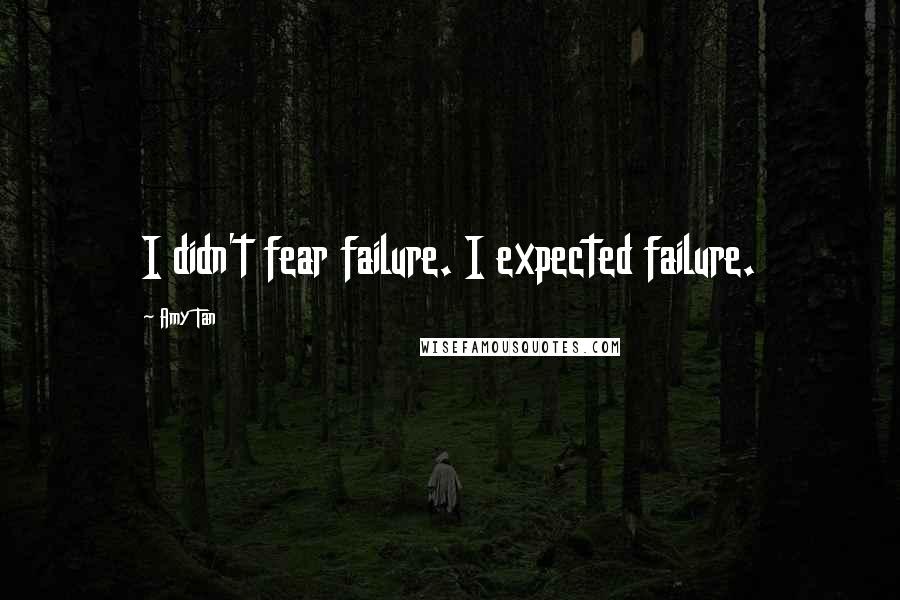 Amy Tan Quotes: I didn't fear failure. I expected failure.