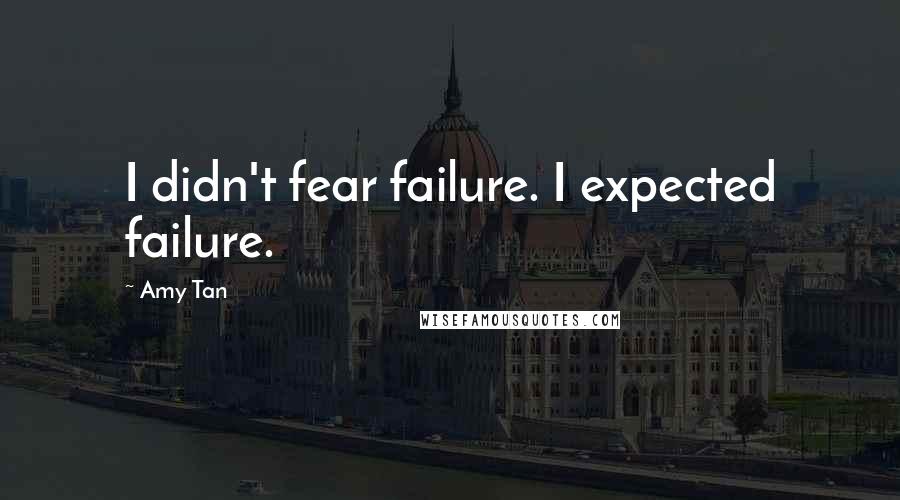 Amy Tan Quotes: I didn't fear failure. I expected failure.