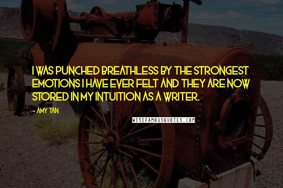 Amy Tan Quotes: I was punched breathless by the strongest emotions I have ever felt and they are now stored in my intuition as a writer.