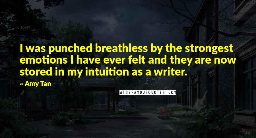 Amy Tan Quotes: I was punched breathless by the strongest emotions I have ever felt and they are now stored in my intuition as a writer.