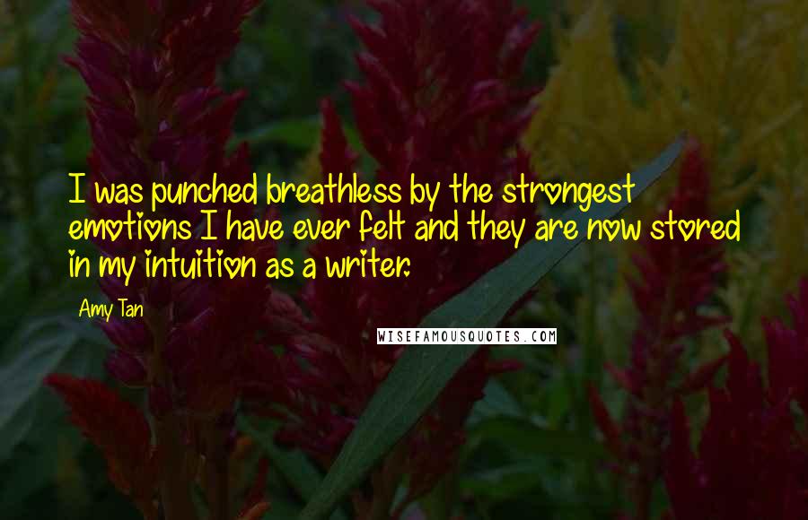 Amy Tan Quotes: I was punched breathless by the strongest emotions I have ever felt and they are now stored in my intuition as a writer.