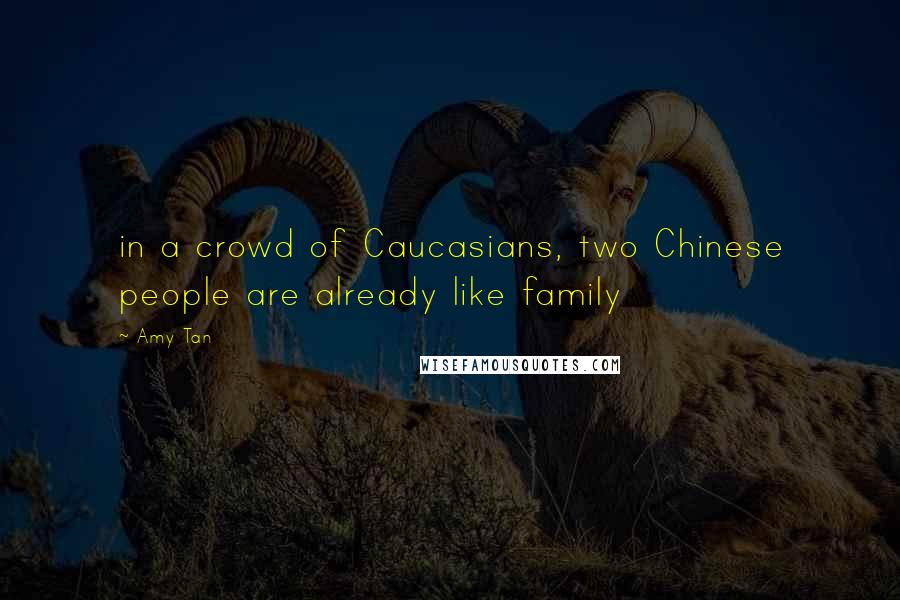 Amy Tan Quotes: in a crowd of Caucasians, two Chinese people are already like family