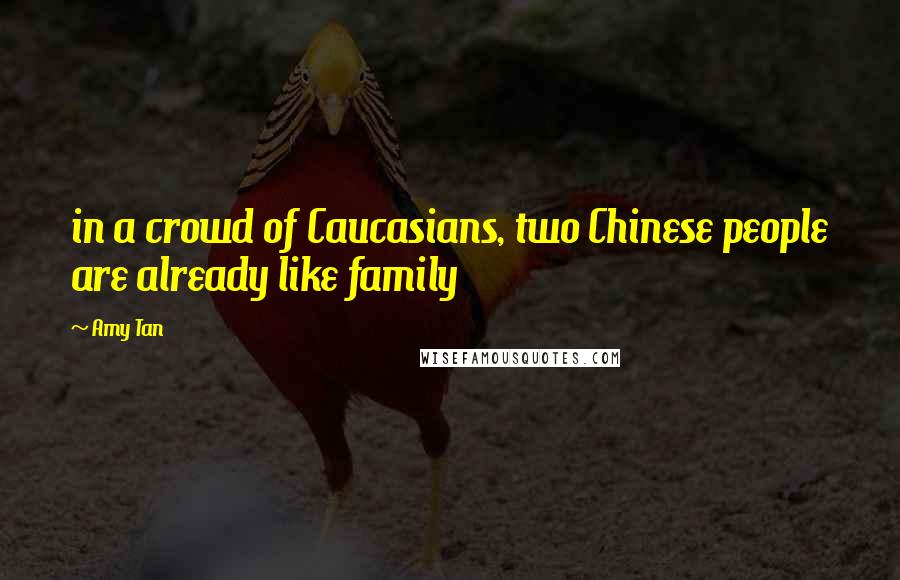 Amy Tan Quotes: in a crowd of Caucasians, two Chinese people are already like family