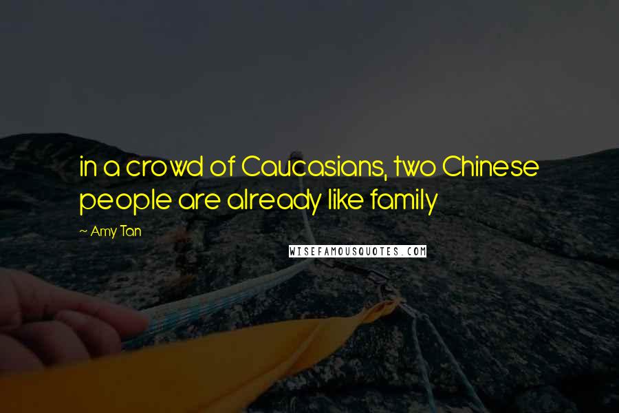 Amy Tan Quotes: in a crowd of Caucasians, two Chinese people are already like family