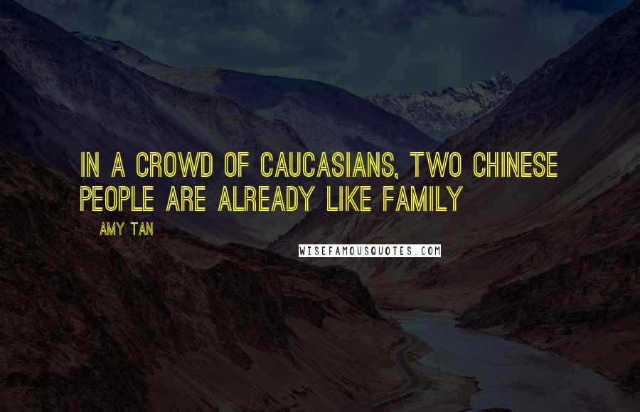 Amy Tan Quotes: in a crowd of Caucasians, two Chinese people are already like family