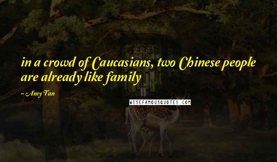 Amy Tan Quotes: in a crowd of Caucasians, two Chinese people are already like family