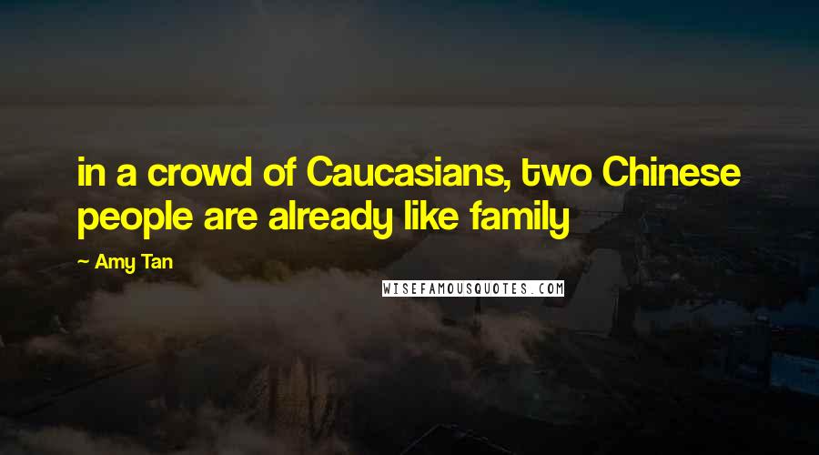 Amy Tan Quotes: in a crowd of Caucasians, two Chinese people are already like family