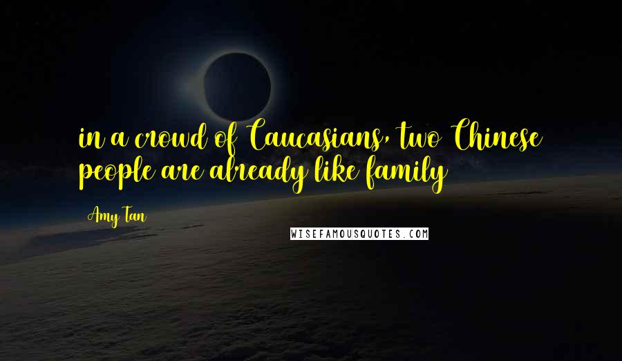 Amy Tan Quotes: in a crowd of Caucasians, two Chinese people are already like family