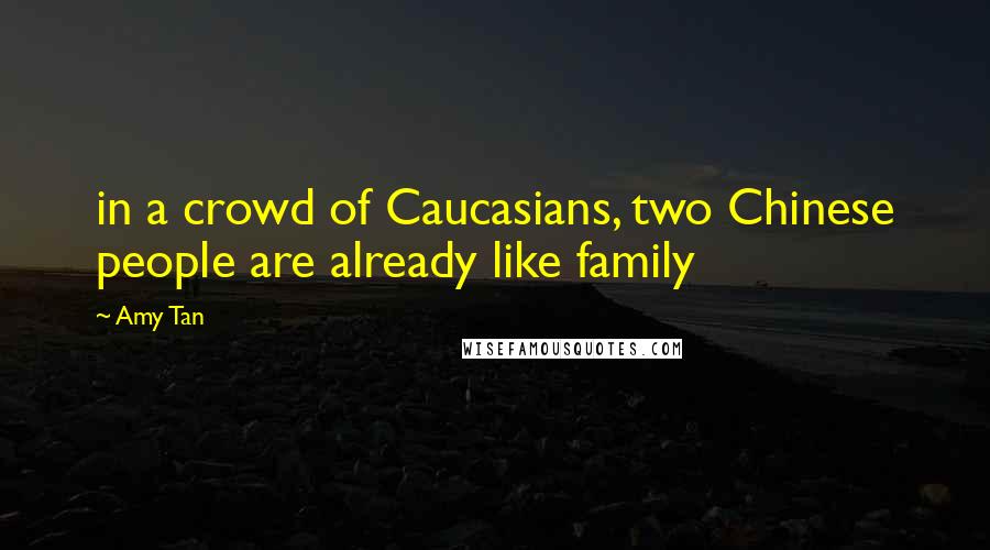 Amy Tan Quotes: in a crowd of Caucasians, two Chinese people are already like family