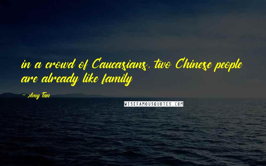 Amy Tan Quotes: in a crowd of Caucasians, two Chinese people are already like family