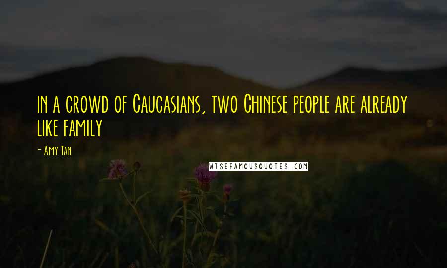 Amy Tan Quotes: in a crowd of Caucasians, two Chinese people are already like family