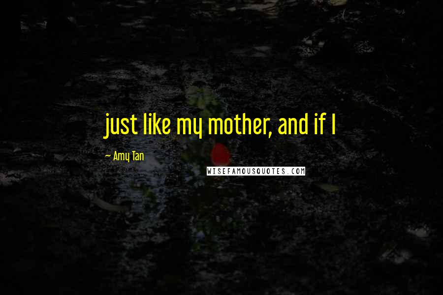 Amy Tan Quotes: just like my mother, and if I