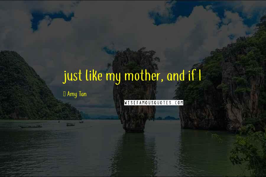 Amy Tan Quotes: just like my mother, and if I