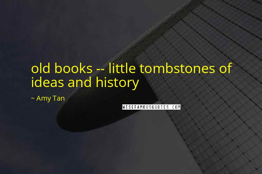 Amy Tan Quotes: old books -- little tombstones of ideas and history